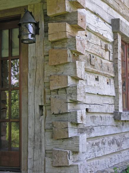 Hand-Hewn Timbers Stacked with Dove-Tail Joints